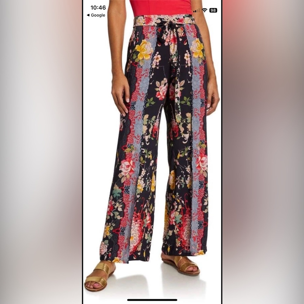 Johnny Was Dreamer Floral Bohemian Hippie Pants Size Small Side Slit